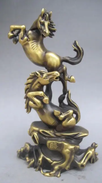 

China handmade exquisite bronzes ( double horse ) Madaochenggong Decoration