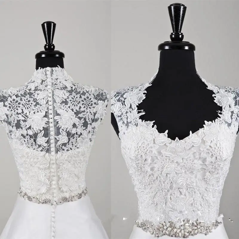 

New Women's Handmade Hot Sale High Neck Buttons Lace Wedding Bridal Bolero Jacket Shawl White/Ivory Custom Made