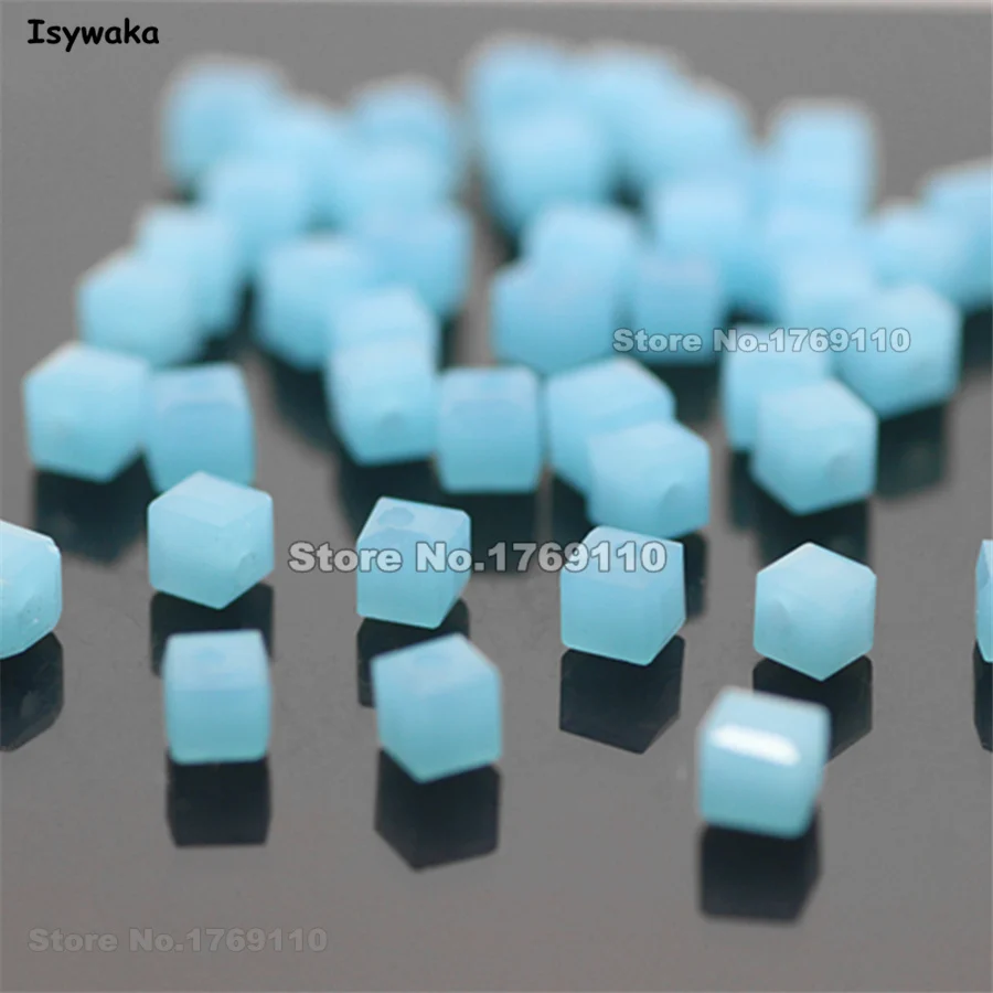 

Isywaka 980pcs Cube 3mm Non-hyaline Blue Color Square Austria Crystal Beads Glass Beads Loose Spacer Bead DIY Jewelry Making