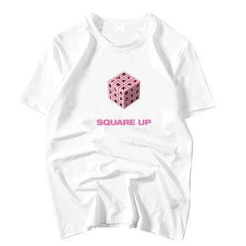 

Summer style kpop blackpink new album square up cover same printing o neck t shirt unisex loose short sleeve blackpink t-shirt