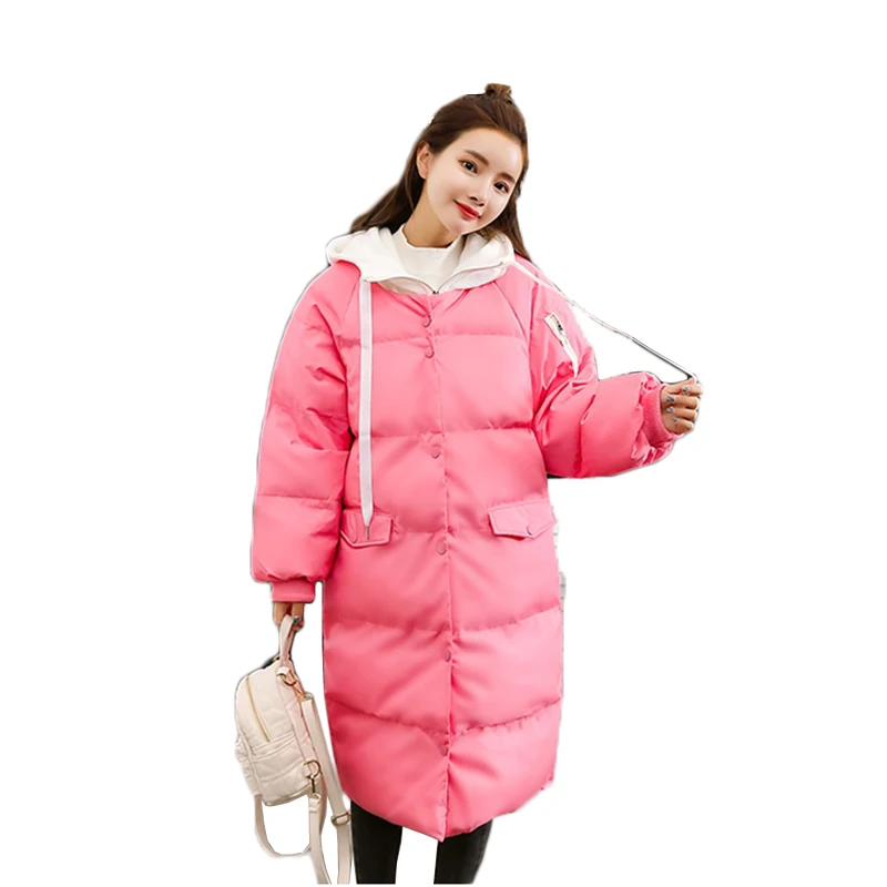 Long cotton jacket for women 2018 new pink loose winter thicken warm down female hooded cotton-padded coats | Женская одежда