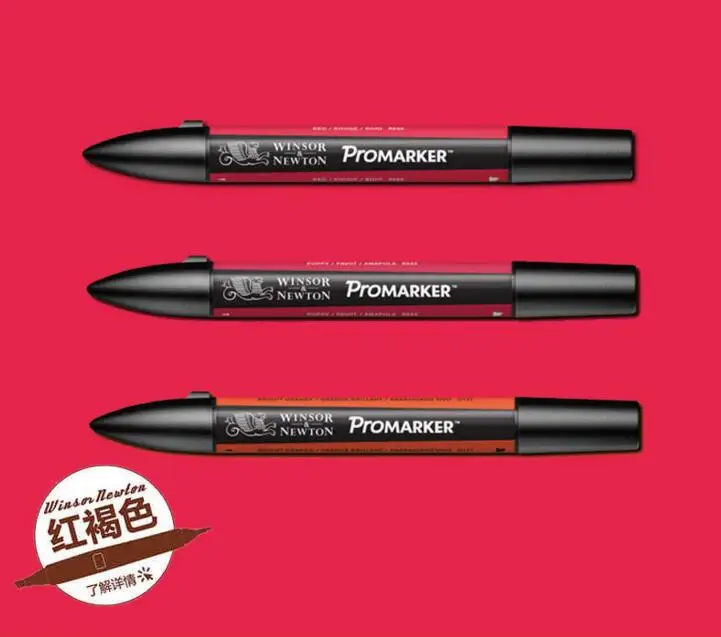 Winsor& Newton ProMarkers двухконцевые графические маркеры профессиональные ручки для дизайна красные и оранжевые