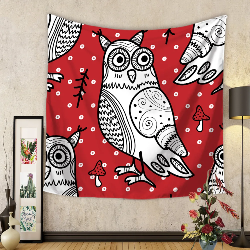 Home Decor Hippie Bird Cartoon Tapestry Living Room Bedroom Mandala Wall Hanging beach towel Home Textile Room Decoration