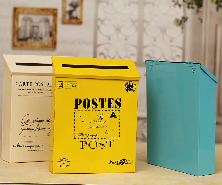 

Wall Mounted Mailbox Fashion Vintage Bucket Tin Newspaper Boxes Mail Box Metal Letter Post Mail Box Home Decoration