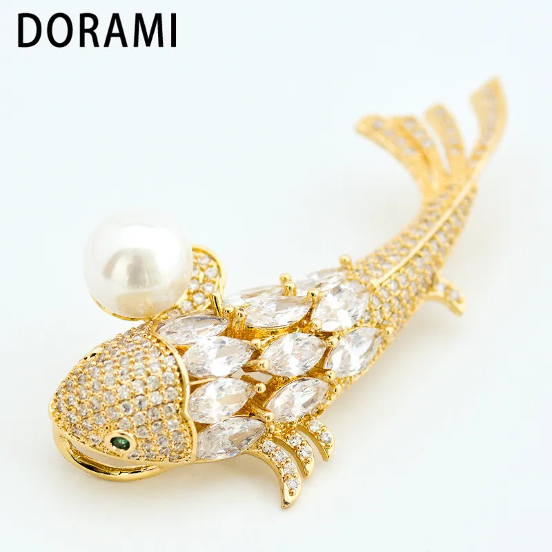 

Dorami Carp Brooch Double-use Antique Accessorie Pin for Birthday gift party for Women Luxury jewelry Wholesale price
