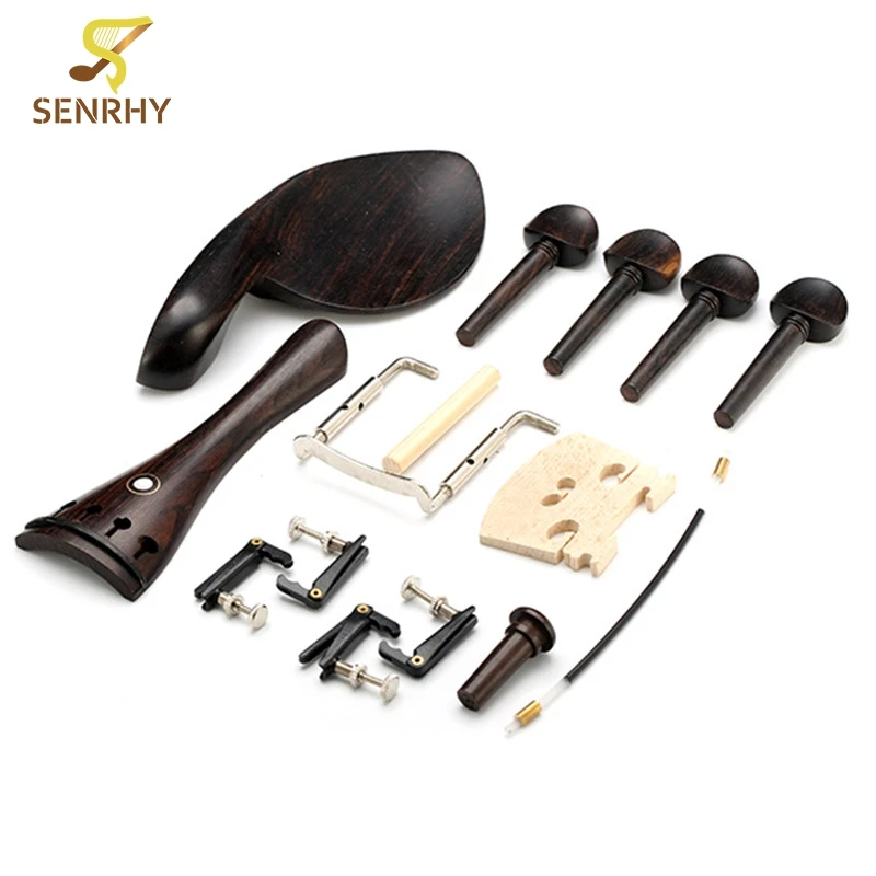 

1set 4/4 Ebony Violin Parts Tailpiece Pegs Chinrest Maple Bridge Endpin Tuner Tail Gut Set For Violin Parts & Accessories