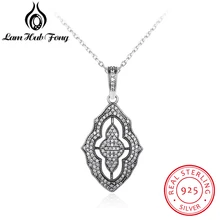 Genuine 925 Sterling Silver Vintage Pendant Necklaces Mysterious Geometric Cubic Zircon Necklace for Women Jewelry Dropshipping