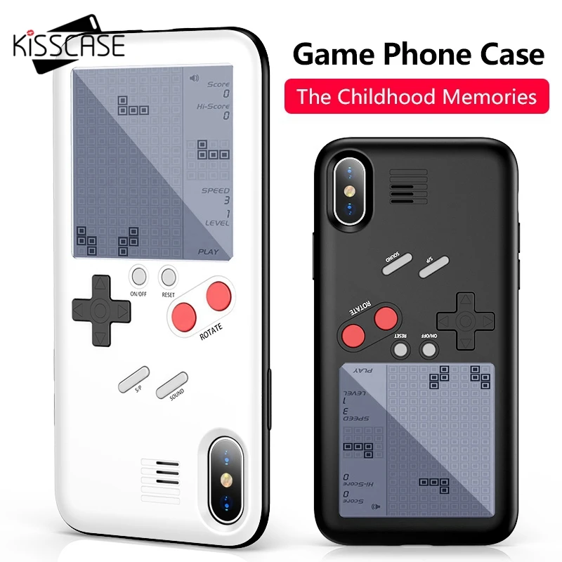 

KISSCASE Tetris Game Machine Phone Case For iPhone 6 6S Plus For iPhone 7 8 Plus X Cover Black Game Console Case