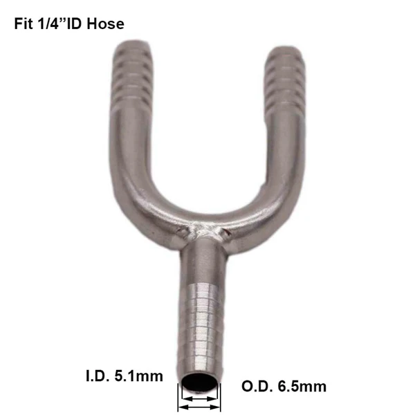 Stainless Barb Wye 1/4" 3/8" Hose Barb Fitting Homebrew Beer Hardware
