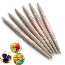 6 pcs/set Silicone Fondant Cake Decorating Flower Modelling Pen Sugarcraft Flower Modelling Tools Cake Sculpture Clay Mold