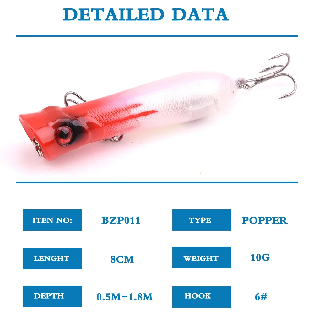 Новинка,, 10 шт., 8 см/11 г, лазерный Поппер, рыболовные приманки, Isca, искусственная, жесткая, для рыбалки, снасти, 10 цветов, Pesca, гольян, кренкбейт