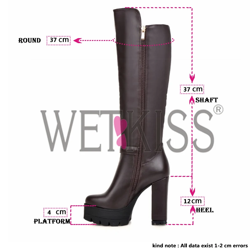 WETKISS/Сапоги до колена с пряжкой рыцарские сапоги на высоком толстом каблуке обувь на платформе женские сапоги осень-зима стильная зимняя женская обувь