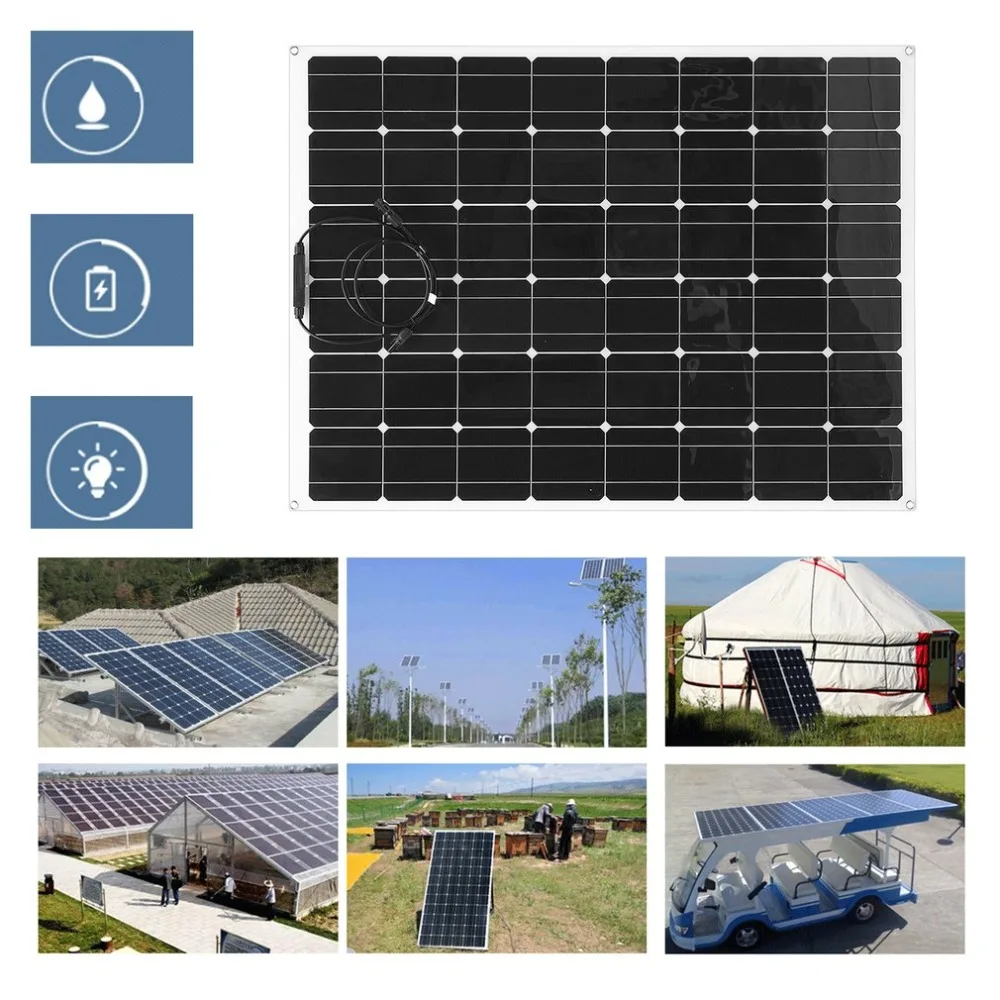 

200W Monocrystalline Solar Panel Sun Power Module Outdoor Solar Charging Device Camping Power Supply Solar Charging Device