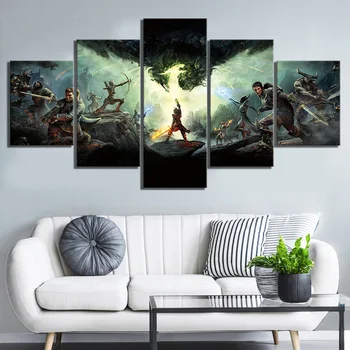 

5 Piece Dragon Age Inquisition Game Poster Art Canvas Paintings for Home Decor Wall Art