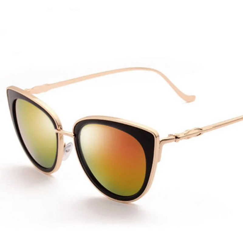 Бренд Deigner синие зеркальные солнцезащитные очки женские солнцезащитные очки «кошачий глаз» женские трендовые Ретро Винтажные Золотые очки для девушек UV400 Oculos - Цвет линз: Фиолетовый