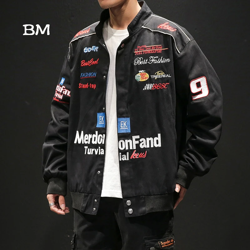 

High quality Full body embroidery hip hop bomber jacket men japanese streetwear jacket man 5xl motorcycle coat Casual Cargo