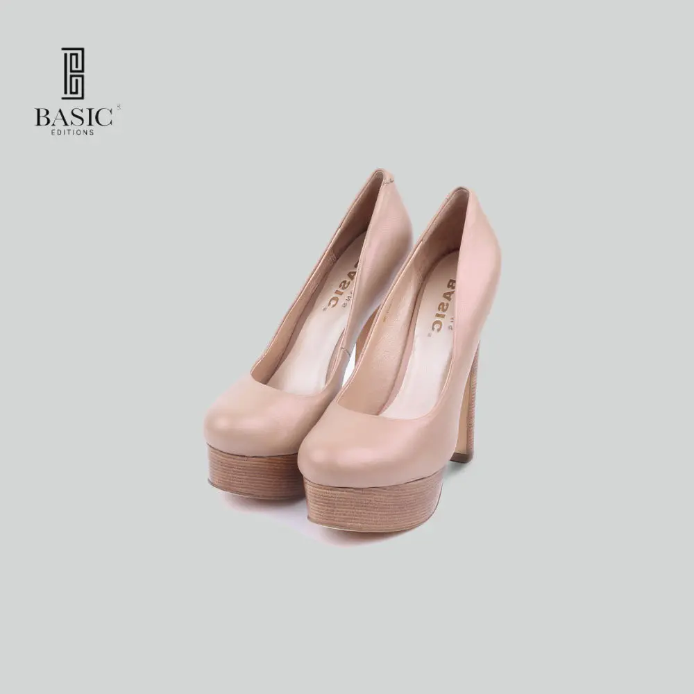 

Basic-Editions Spring Summer Women Genuine Leather Party Wedding Tall Wooden Platform High Heeled Shoes - A263B-62