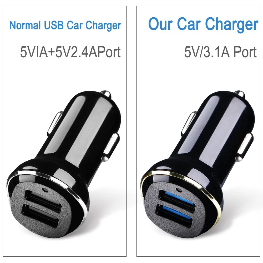 CASEIER المزدوج USB سيارة شاحن آيفون X Xr Xs ماكس 3.1A سريع USB شحن ل IOS شاحن هاتف محمول يعمل بنظام تشغيل أندرويد اللوحي سريعة شاحن سيارة