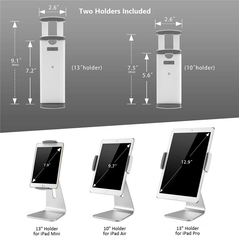 7-13 дюймов Алюминий настольная подставка для планшета для Apple Ipad Mini 1 2 3 4 5 iPad Pro 9,7 дюймов 10,5 12,9 11 дюймов чехол Крышка