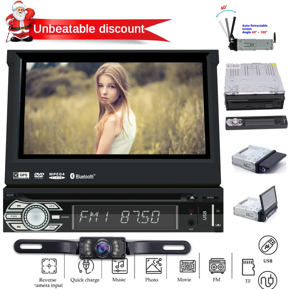 GPS Navigation 7inch in deck 1din universal car stereo CD DVD Player