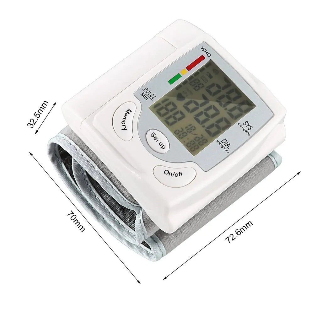 Автоматический наручные кровяное давление монитор Цифровой ЖК-дисплей измеритель пульса наручные электронные часы Рука метр Сфигмоманометр