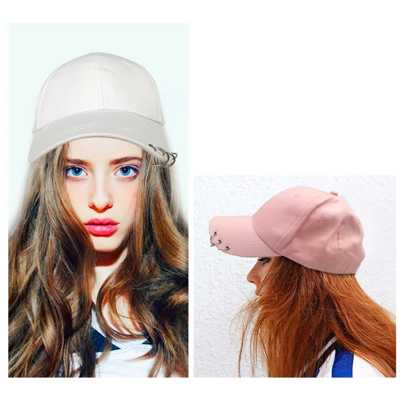Бейсбольная кепка с кольцами Bboy Регулируемая Повседневная Snapback Спортивная Хип-хоп бальная шляпа бейсболки унисекс шляпы Черный Розовый