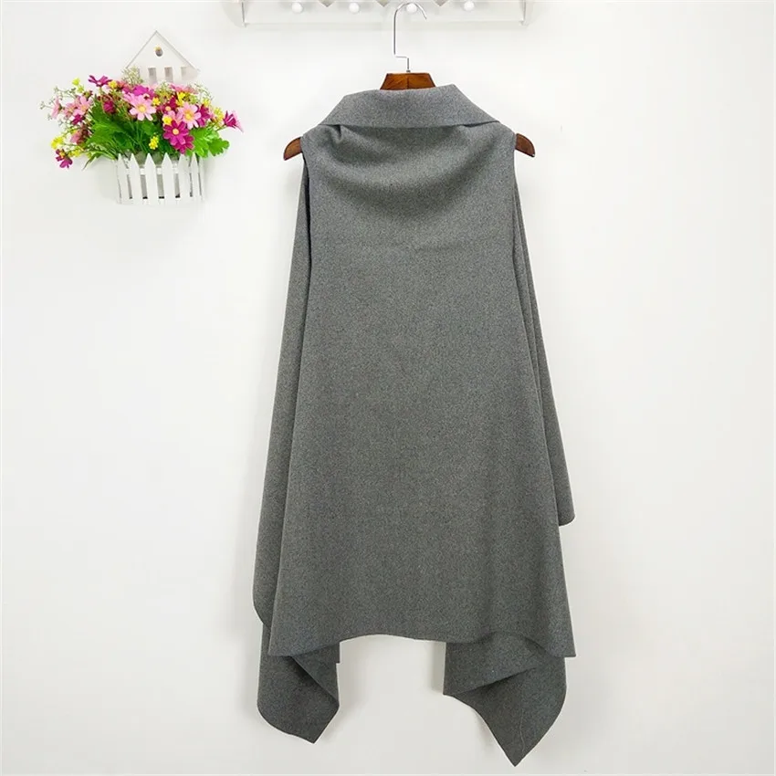 

2019 Spring Big Size Women Woolen Vest Fashion Elegant Office Lady Coat Autumn Female Slim Sleeveless Jacket Outwear Capes WZ860