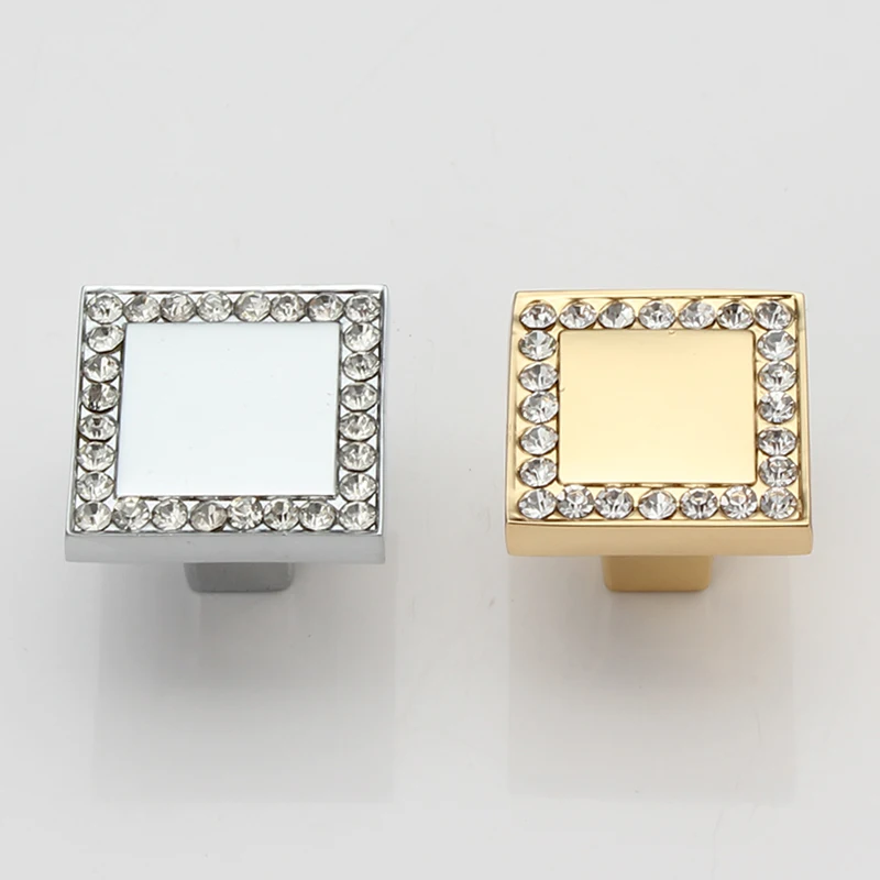 crystal diamond furniture decoration knob Gold Silver Zinc alloy