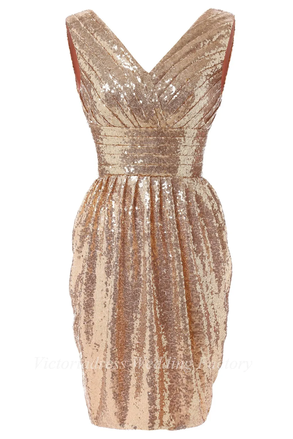 In Stock Cheap Short Rose Gold Bridesmaid Dresses Real Photos Knee