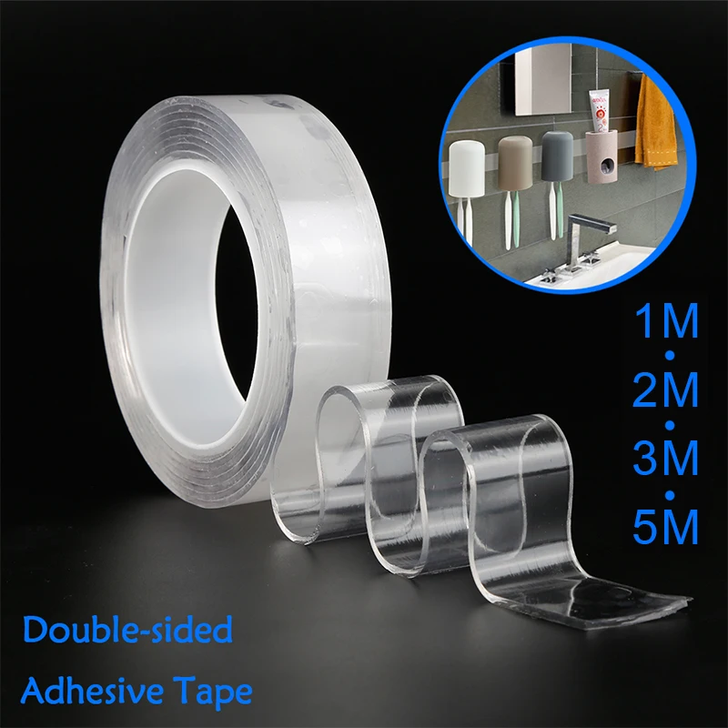 

3M/5M Home Storage Tool Multifunctional Double-Sided Adhesive Nano Tape Traceless Washable Removable Tapes Gel Grip Sticker DA