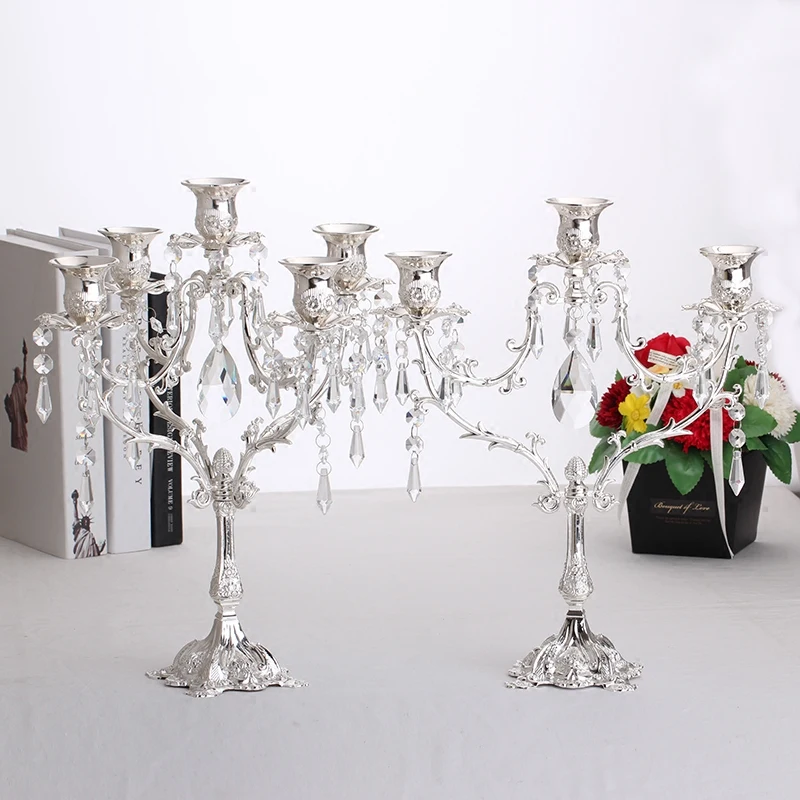 PEANDIM European Style Crystal Candlestick Wedding Centerpiece Candelabra Dinner Deco Luxurious Romantic Candlelight 3&5 Lights