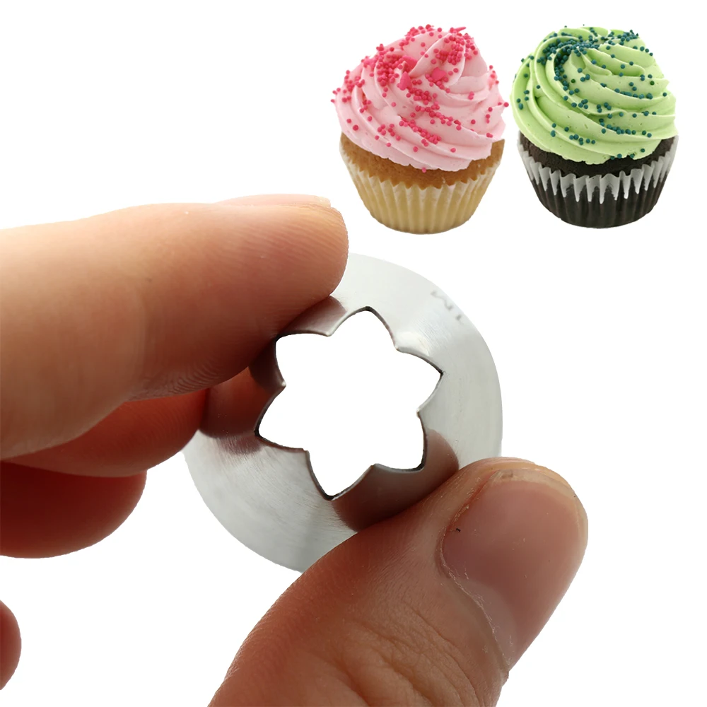 

1PC #1M Stainless Steel Cream Icing Piping Nozzle Flower Nozzle DIY Cupcake Cake Decorating Tips Kitchen Useful Pastry Cake Tool