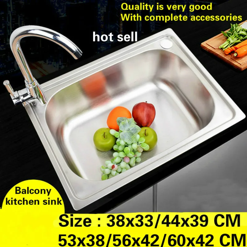 

Free shipping Standard mini balcony kitchen single trough sink 304 stainless steel hot sell 38x33/44x39/53x38/60x45/60x45 CM