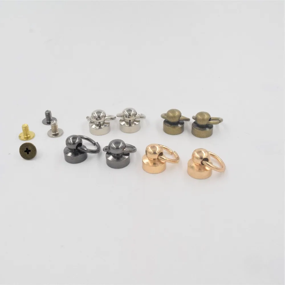 

10pcs Pure Brass Rivet Studs Screw Back Round Head O Ring Spiles Leathercraft Brass Punk Spots 9mm