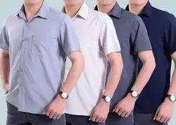 Летняя тонкая секция среднего возраста мужская рубашка с короткими рукавами Мужская Повседневная рубашка с короткими рукавами свободное