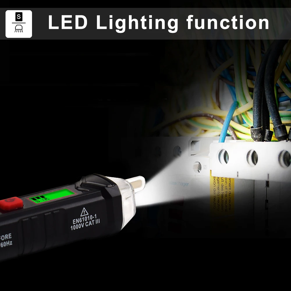 NEWACALOX AC 12 V-1000 V Бесконтактный детектор напряжения ЖК-дисплей напряжение на розетке тестер er метр со светодиодный светильник Карандаш инструмент