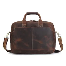 YISHEN Men’s Vintage Real Crazy Horse Leather Briefcase Messenger Shoulder Portfolio Laptop Bag Case Retro Handbags MS3901