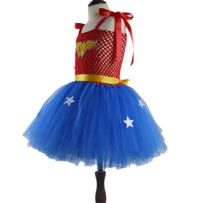 Маскарадное платье для девочек «чудо-женщина» рождественские и новогодние платья-пачки «супер герой» для девочек нарядное праздничное платье для фотосессии