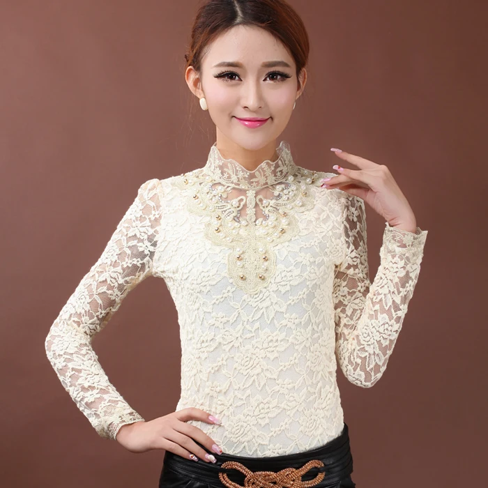 sale 2014 long sleeve lace top basic shirt autumn t shirt women's lace