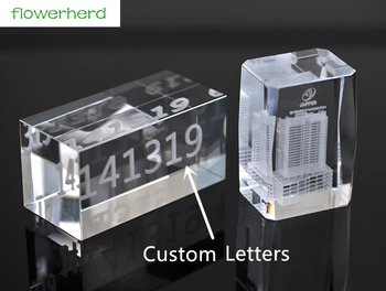 

15X10X2cm Custom Artificial crystal Rectangular cube Glass crystal base custom 3D engraving word logo Wedding Gifts Party Decor
