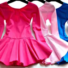 Детская одежда для балета и танцев для девочек ростом от 110 до 150 см, платье для катания на коньках трико с юбкой, комплект одежды розовый, розовый, синий, с короткими рукавами
