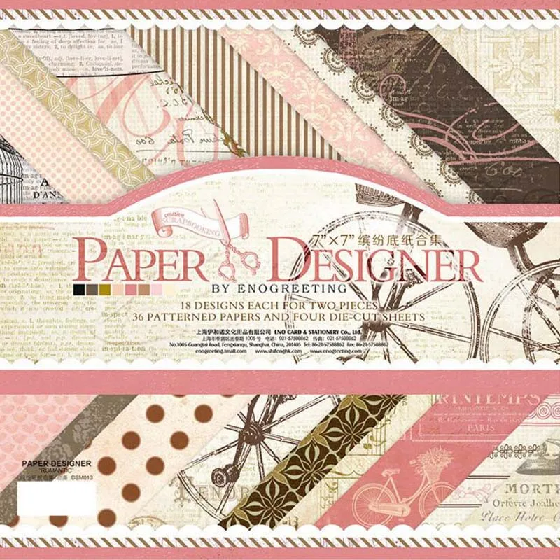 

36 Printed Pattern Paper + 4 Sheets Sticker Diy Vintage Background Decorative Scrapbooking Craft Paper Embellishment Photo Album