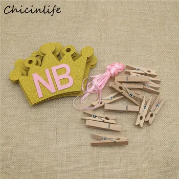 

Chicinlife Crown 1-12 Months Photo Banner Baby Shower Garland Boy Girl 1st Birthday Party Decoration Photo Wall Bunting Banner