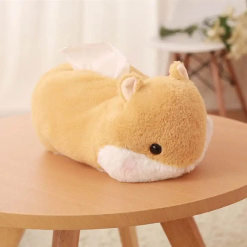 1PC 30cm Cute Hamster Soft Plush Paper towel Box Home Decor Tissue Box