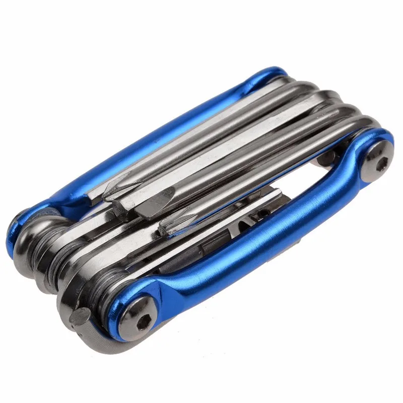 20Hot ROCKBROS High Hardness Premium Alloy Bicycle Pocket Repair Tools 11 in 1 Set Folding Mini Multifunction Cycling Bike Tools