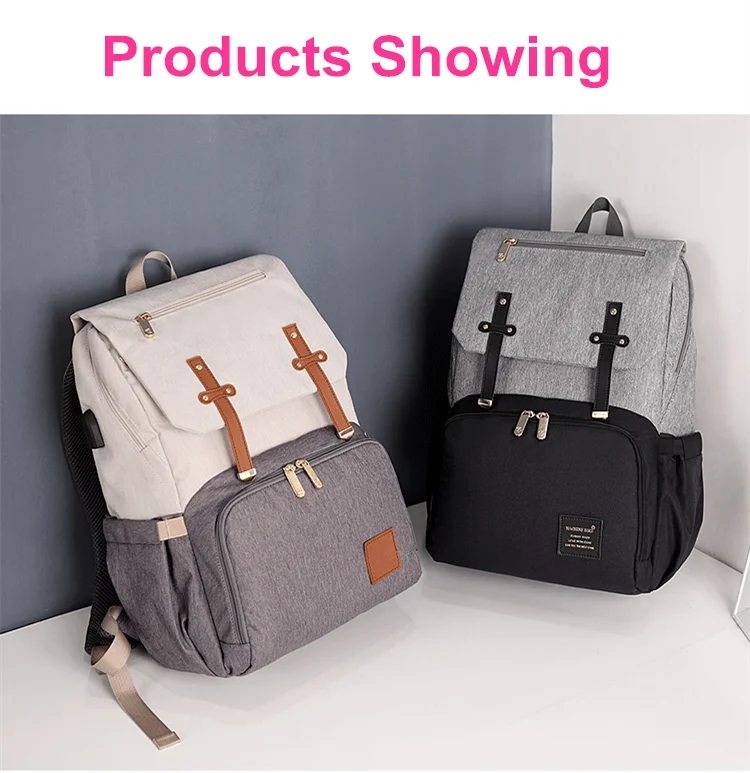 Fashion Diaper Bag Mummy Backpack Large Capacity Maternity Nappy Bag Usb Baby Stroller Bag Waterproof Oxford Handbag For Mother (26)