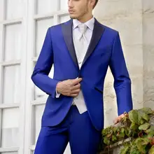 Максимумом нагрудные Для мужчин костюмы Королевский синий One Button Blazer Terno Slim Fit Masculino офис Бизнес Смокинги Костюмы(куртка+ брюки+ галстук+ жилет