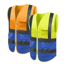 Высокая видимость голубая Защитная майка карманы сетки светоотражающие жилеты со светоотражающими полосками