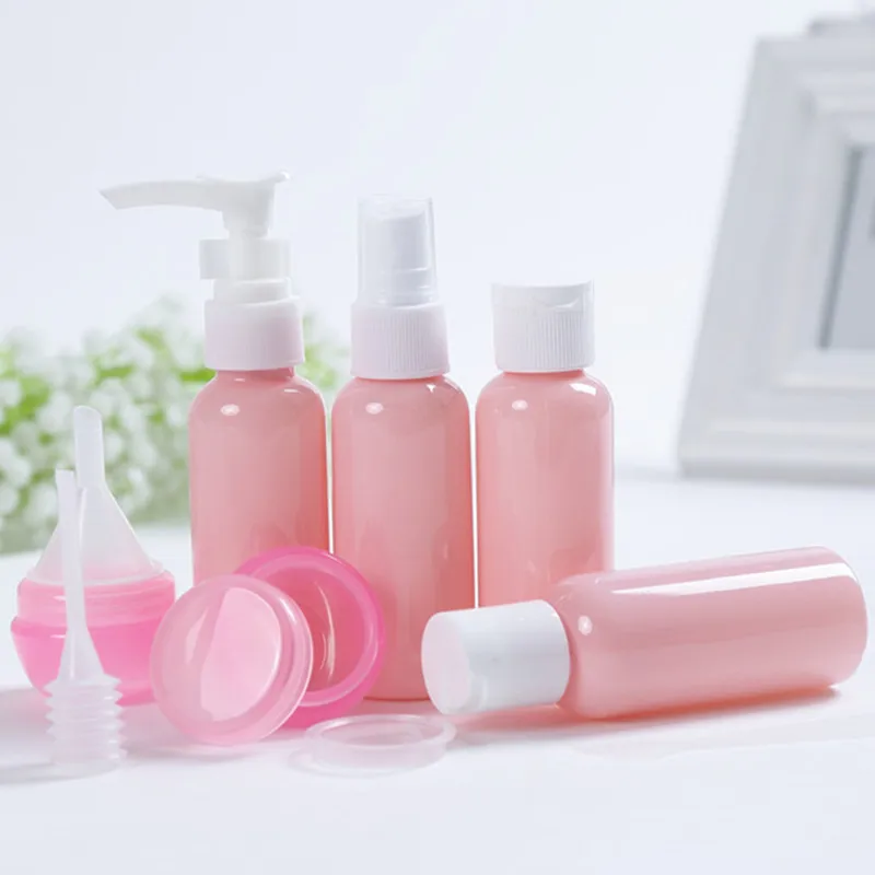 9Pcs/set  50ML Transparent Cosmetics Bottles Portable Travel Makeup Cream Pressed Perfume Clear Spray Refillable Bottles