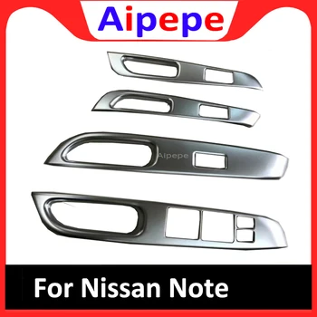 

for Nissan NOTE 2017 2018 2019 Car Styling Cover Door Window Glass Panel Armrest Lift Switch Button Trim Frame 4pcs